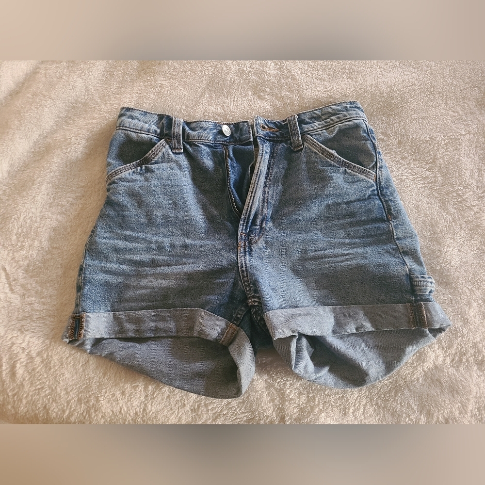 H&M Blue Denim Casual High Waisted Shorts 100% Cotton size 2 - Picture 2 of 8